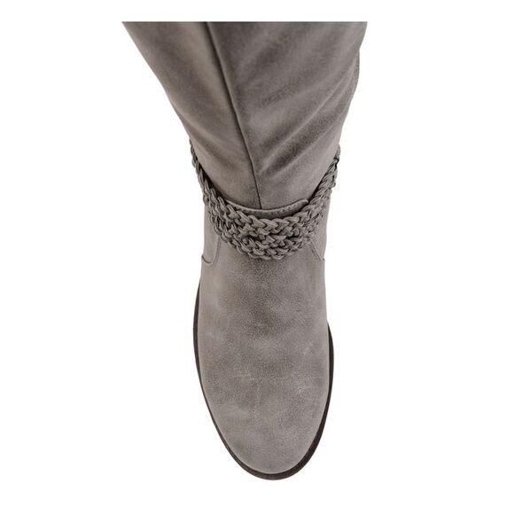 JOURNEE COLLECTION Womens Gray Distressed Stretch Zip-Up Riding Boot 6 - Picture 3 of 4